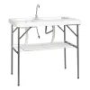 101*65.5*92cm High-Density Polyethylene (HDPE) White Plastic Rectangular Table with Grid Wire Shelf Foldable Outdoor Fish Killing/Cleaning