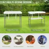 101*65.5*92cm High-Density Polyethylene (HDPE) White Plastic Rectangular Table with Grid Wire Shelf Foldable Outdoor Fish Killing/Cleaning