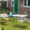 101*65.5*92cm High-Density Polyethylene (HDPE) White Plastic Rectangular Table with Grid Wire Shelf Foldable Outdoor Fish Killing/Cleaning
