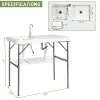 101*65.5*92cm High-Density Polyethylene (HDPE) White Plastic Rectangular Table with Grid Wire Shelf Foldable Outdoor Fish Killing/Cleaning