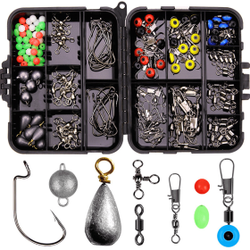 165 Pcs/Lot Fishing Accessories Kit Including Crank Hook Snaps Rolling Swivel Fishing Connector Etc With Fishing Tackle Box