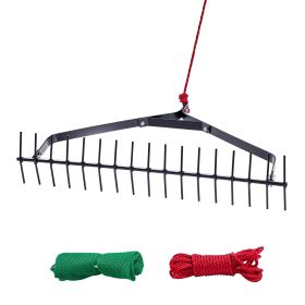 32 in Aquatic Weed Rake, 6.3 in Double Sided Lake Weed Rake, Lightweight Pond Weeds Cutter with 30ft Rope, No Assembly Required