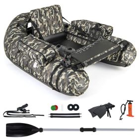 Inflatable Float Tube with Fish Ruler Rod Holder and Storage Pockets