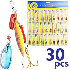 30 Lot 30 pcs Trout Spoon Metal Fishing Lures Spinner Baits Bass Tackle Colorful