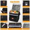 Portable Rolling Insulated Cooler Bag 35L Large Capacity Adjustable Strap Wheeled Thermal Bag with Multiple Storage Pockets for Hiking Fishing