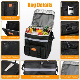 Portable Rolling Insulated Cooler Bag 35L Large Capacity Adjustable Strap Wheeled Thermal Bag with Multiple Storage Pockets for Hiking Fishing