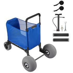 Beach Cart with Large Wheels for Sand, 165 lbs Load Capacity, Heavy Duty Folding Beach Wagon with 12" Balloon Wheels, Storage Bag