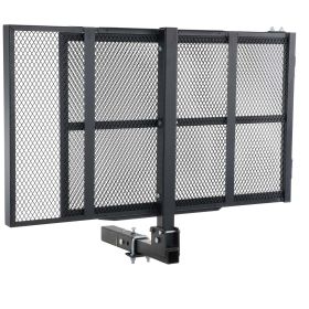 Hitch Mount Cargo Carrier, 45.3" x 25.6" Iron Hitch Cargo Rack with Folding Ramp, Hitch Rack Basket with Stabilizer and Straps