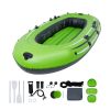 Inflatable Boat, 3-Person Inflatable Fishing Boat, Strong PVC Portable Boat Raft Kayak, 45.6" Aluminum Oars, High-Output Pump, Fishing Rod Holders