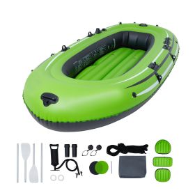 Inflatable Boat, 3-Person Inflatable Fishing Boat, Strong PVC Portable Boat Raft Kayak, 45.6" Aluminum Oars, High-Output Pump, Fishing Rod Holders