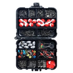 263 pcs Outdoor Fishing Accessories Set with Tackle Box Including Plier Jig Hooks Sinker Weight Swivels Snaps Sinker Slides Kit