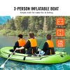 Inflatable Boat, 3-Person Inflatable Fishing Boat, Strong PVC Portable Boat Raft Kayak, 45.6" Aluminum Oars, High-Output Pump, Fishing Rod Holders