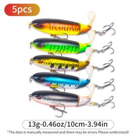 5 pcs 1set 13g 10cm Top Water Pencil Fishing Lure Hard Bait With Floating Rotating Tail For Bass Trout Freshwater Saltwater