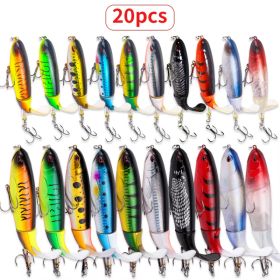 20 Piece Set 13g 35g Topwater Fishing Lures Set Of 20 Popper Bait With 3D Eyes ABS Plastic Hard Baits For Bass Pike