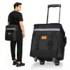 Portable Rolling Insulated Cooler Bag 35L Large Capacity Adjustable Strap Wheeled Thermal Bag with Multiple Storage Pockets for Hiking Fishing