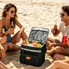 Portable Rolling Insulated Cooler Bag 35L Large Capacity Adjustable Strap Wheeled Thermal Bag with Multiple Storage Pockets for Hiking Fishing