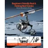 Rod/Reel Combo, IM6 Fiberglass and Carbon Fiber with 6.5 ft 2-Piece Rods, 6+1 Ball Bearings Reel, Stainless Steel Guides, Ceramic Rings