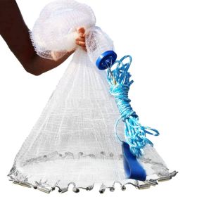 1 Piece 2 Size Options 6FT 8FT Radius Fishing Cast Net For Bait Trap Easy Throw Heavy Duty Hand Cast Net With Chain Sinker Bottom Spread (Option: 6 Ft Radius)