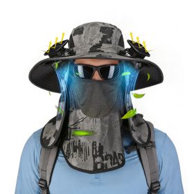 2 In 1 Solar Fan Hat UPF50+ Sun Hat With Fans Wide Brim Fishing Hat with Face Cover Neck Flap Solar USB Charging for Hiking Gardening Outdoor Work (Option: FanHatArmyGreenInk)