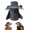 2 In 1 Solar Fan Hat UPF50+ Sun Hat With Fans Wide Brim Fishing Hat with Face Cover Neck Flap Solar USB Charging for Hiking Gardening Outdoor Work