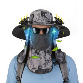 2 In 1 Solar Fan Hat UPF50+ Sun Hat With Fans Wide Brim Fishing Hat with Face Cover Neck Flap Solar USB Charging for Hiking Gardening Outdoor Work (Option: FanHatDarkGreyInk)