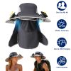 2 In 1 Solar Fan Hat UPF50+ Sun Hat With Fans Wide Brim Fishing Hat with Face Cover Neck Flap Solar USB Charging for Hiking Gardening Outdoor Work
