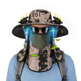 2 In 1 Solar Fan Hat UPF50+ Sun Hat With Fans Wide Brim Fishing Hat with Face Cover Neck Flap Solar USB Charging for Hiking Gardening Outdoor Work (Option: FanHatKhakiInk)