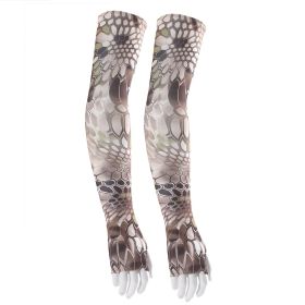 Outdoor cycling sun protection sleeves, enlarged and lengthened, summer cycling arm sleeves, hiking and fishing sleeves, cold ice silk sleeves (Color: Coffee Mang Pattern)