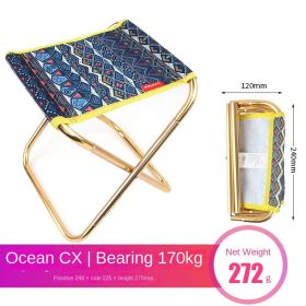 Outdoor folding chairs aluminum alloy fishing chairs barbecue folding stool portable camping pony (Select: Outdoor Folding Chairs-Blue)