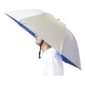 35 Inch Hands Free Foldable Anti UV Adjustable Umbrella Cap Suitable For Fishing Golf Camping Beach Gardening Sun Shade Outdoor (Size: Single Layer - Silver)