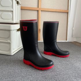 Men's Rain Boots Wear-resistant Waterproof Non-slip Knee High Rain Shoes For Outdoor Working Fishing (Color: Red, Size: 7.5)