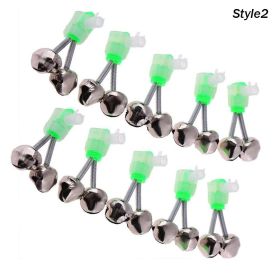 10 Pcs Fishing Bite Alarms Fishing Rod Bell Rod Clamp Tip Clip Bells Ring; Green ABS Fishing Accessory (Style: Style2)