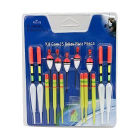 15pcs Fishing Lure Floats Set; Combination Fishing Accessories; Assorted Sizes (Quantity: 15 Pcs/Pack(Blue))