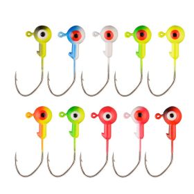 10 Pcs Round Painted Ball Head Jig Hooks Kit For Soft Baits; Fishing Lures; For Bass Trout Freshwater Saltwater (Color: Color 3.5g, Quantity: 10 Pcs)