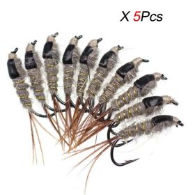 5-30 Pcs Black Back Rabbit Ear Wire Nymph Flies Trout Fly Fishing Lures 10# For Freshwater Saltwater (Quantity: Pack Of 5 Pcs)