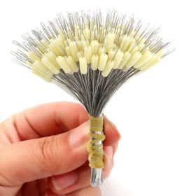 300 Pcs/Lot Silicone Float Space Bean Stopper Fishing Bobber Stopper Float Anti-Strand Float Cylindrical Fish Line Accessories (Color: Beige)