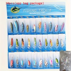 Lot 30 pcs Kinds of Fish Fishing Lures Crankbaits Hooks Minnow Baits Tackle (Quantity: 30 Pcs)