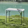 Folding Fish Cleaning Table with Sink, Portable Camping Table with Faucet, Drainage Hose, Sprayer and Shelf, White - (D0102X3JY8W)