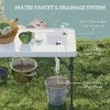 Folding Fish Cleaning Table with Sink, Portable Camping Table with Faucet, Drainage Hose, Sprayer and Shelf, White - (D0102X3JY8W)