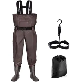 Sunocity Chest Fishing Waders for Men Women with Boots Waterproof, Nylon Chest Wader with PVC Boots & Hanger (Color: Coffee Color, Size: Men 9 / Women 11)
