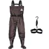 UPGRADE Fishing Waders for Men and Women with Boots Waterproof;  Nylon Chest Wader with PVC Boots & Hanger Brown