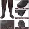 UPGRADE Fishing Waders for Men and Women with Boots Waterproof;  Nylon Chest Wader with PVC Boots & Hanger Brown