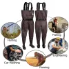 UPGRADE Fishing Waders for Men and Women with Boots Waterproof;  Nylon Chest Wader with PVC Boots & Hanger Brown
